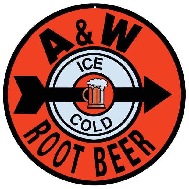 A&W Root Beer Metal Sign- 14" Diameter Main Image