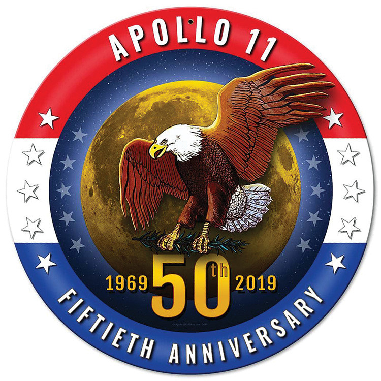 Apollo 11 50th Anniversary Patriotic Round Metal Sign Main Image