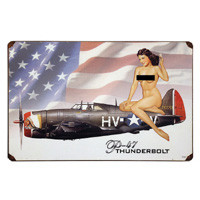 P-47 "Little Chief" Metal Sign - Nude Version Main Image