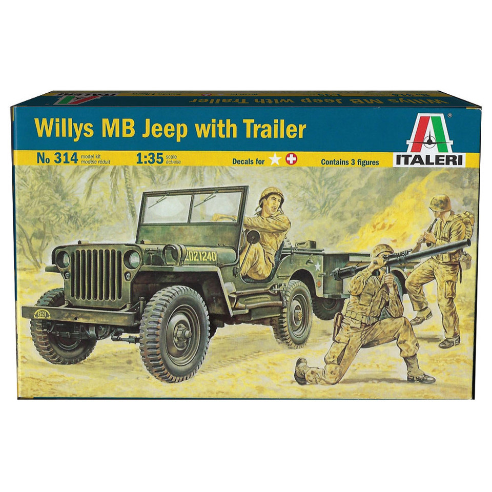 Willys MB Jeep W/ Trailer 1/35 Kit Main Image
