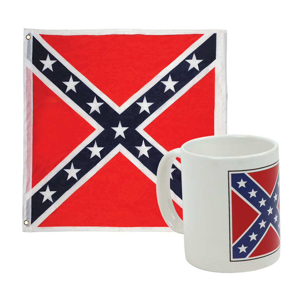 White Mug with Rebel Flag and 12"x 18" Flag Main Image