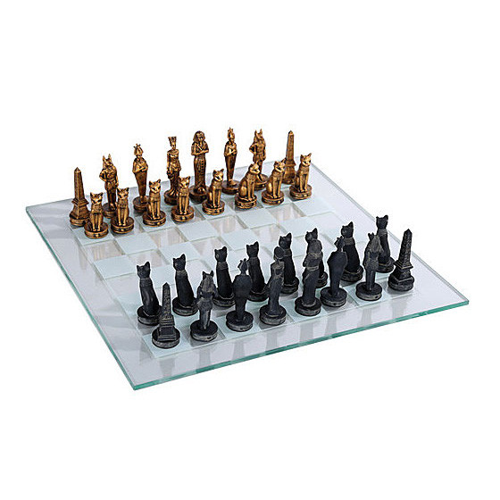 32-piece Ancient Egypt Chess Set with Glass Board Main Image