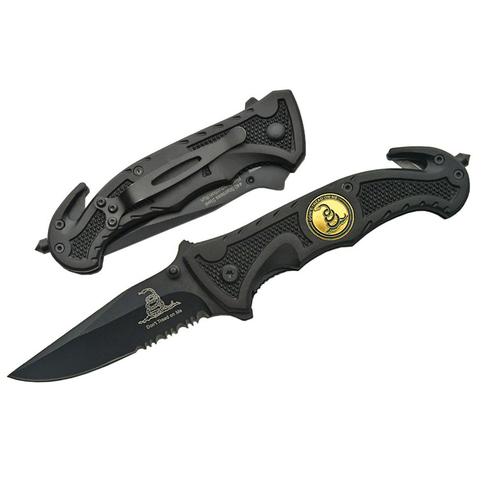 Don't Tread on Me Folding Knife - Black Main Image