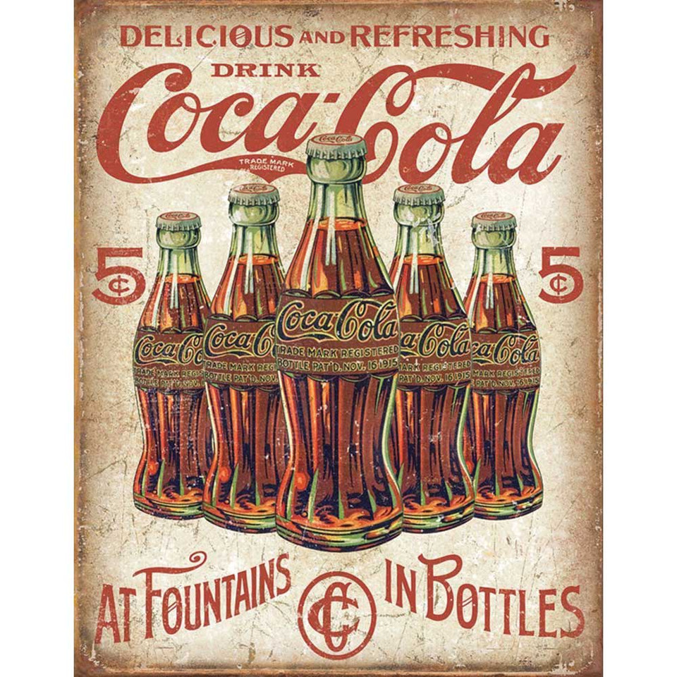 COKE - 5 Bottles Retro Metal Sign Main Image