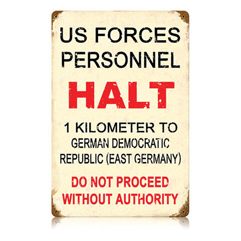 U.S. Forces Personnel Halt Metal Sign Main Image