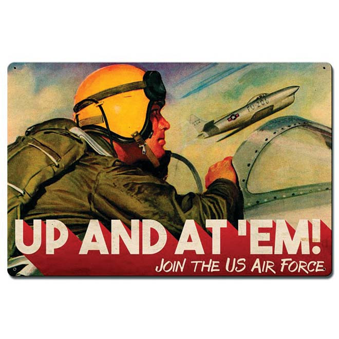 Up And At 'Em Air Force Metal Sign Main Image