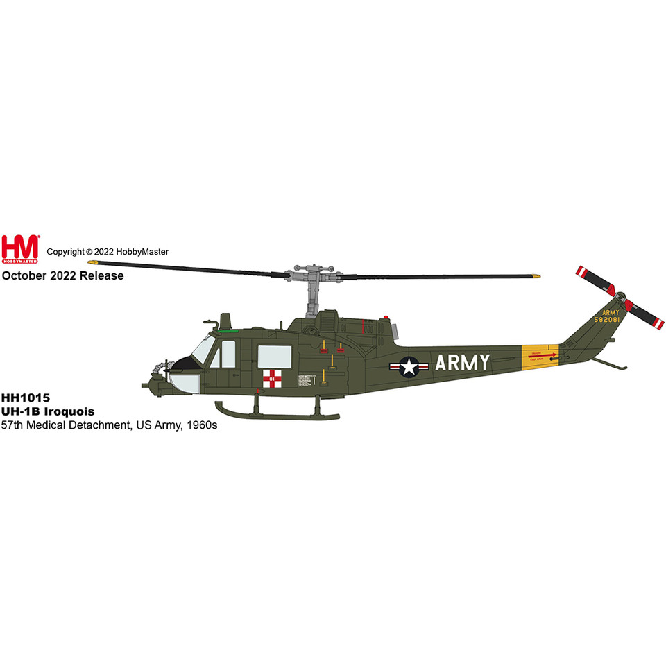 UH-1B Iroquois 1/72 Die Cast Model - HH1015 57th Medical Detachment, US Army, 1960s Main Image
