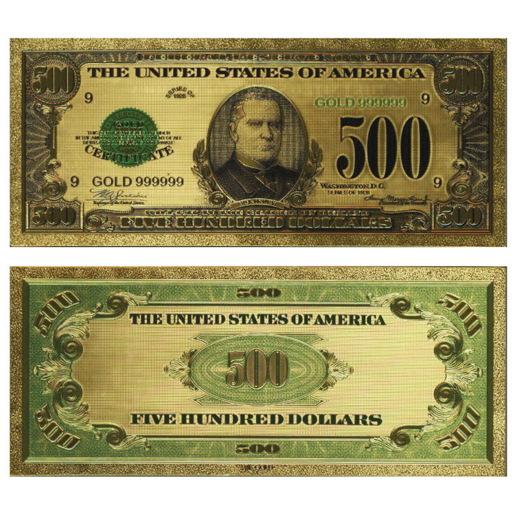 1928 $500 McKinley Gold Foil Note Main Image
