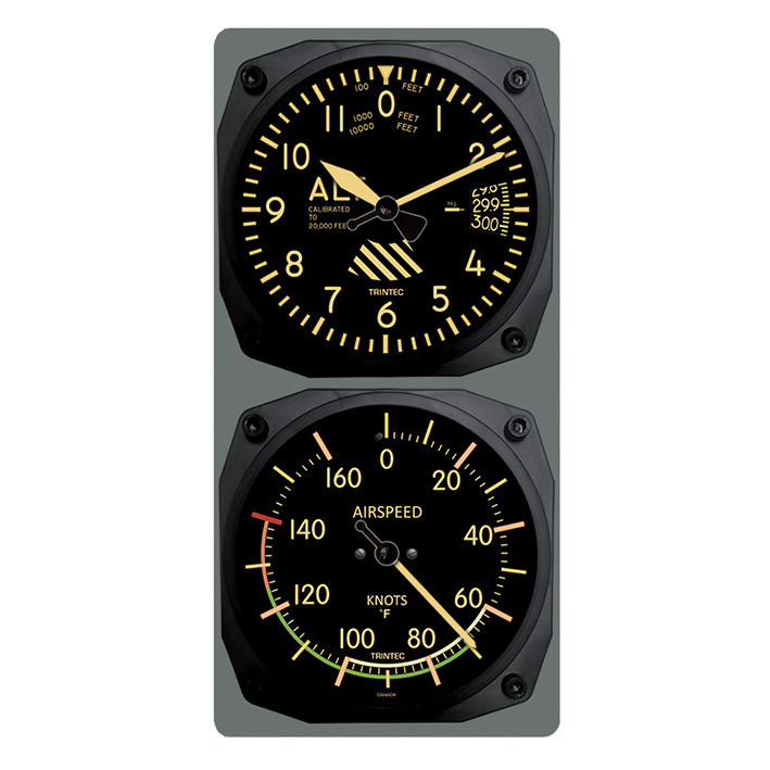 Vintage Altimeter Clock & Airspeed Indicator Thermometer Main Image