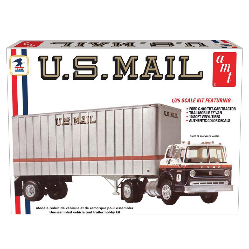 Ford C600 US Mail Truck w/USPS Trailer 1/25 Scale Kit Main Image