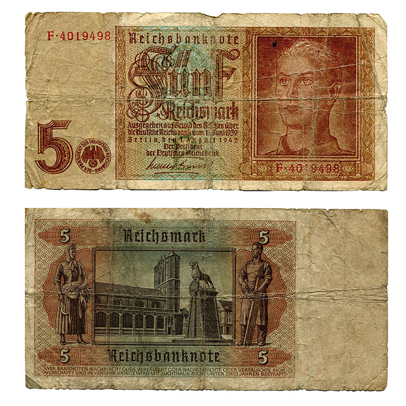 Nazi 5 Reichmark Note Featuring Hitler Youth Main Image