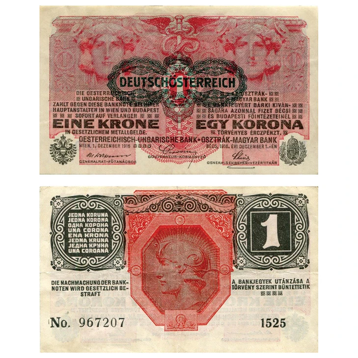 1919 German-Austria 1 Krone Note Main Image