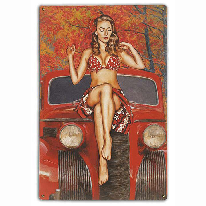 Autumn In Red Metal Sign Main Image