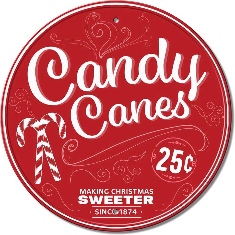 Candy Canes 25 Cents Metal Sign Main Image