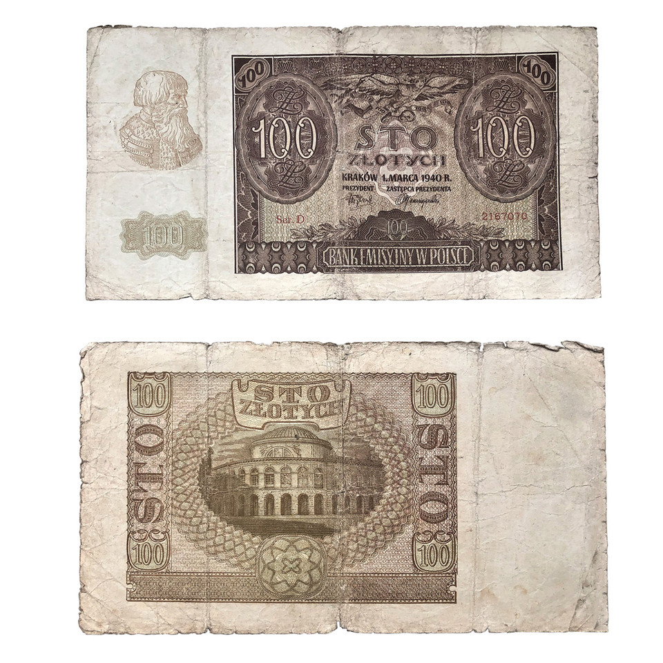 1940 Nazi-Occuped Poland 100 Zlotych Note Main Image