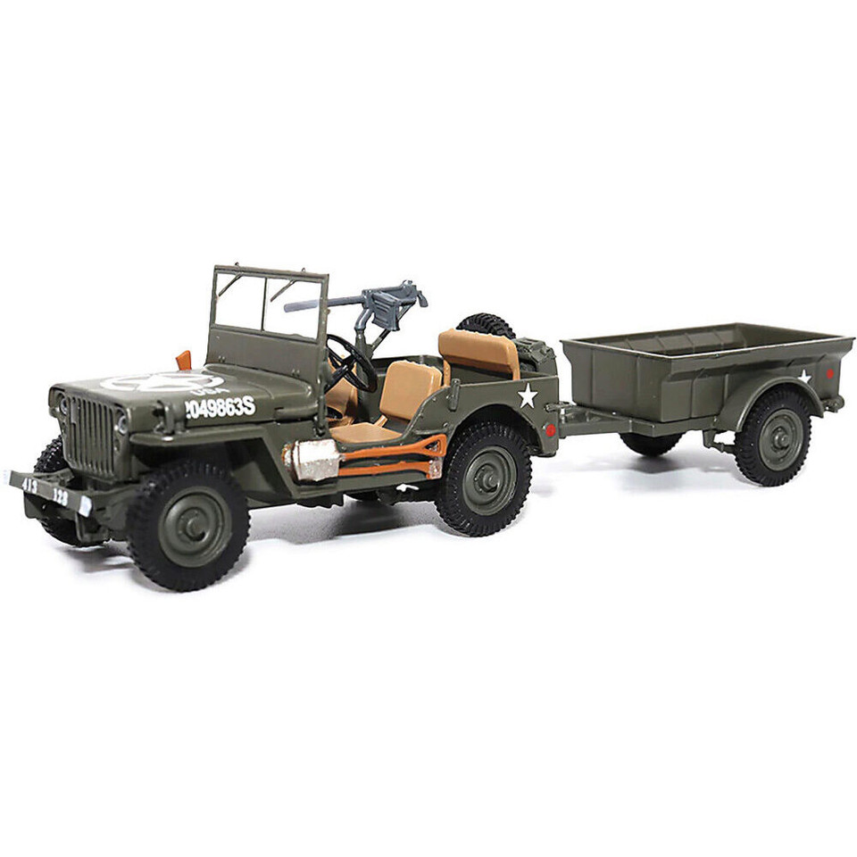 1/4-Ton Willys Jeep with Trailer 1/43 Die Cast Model Main Image