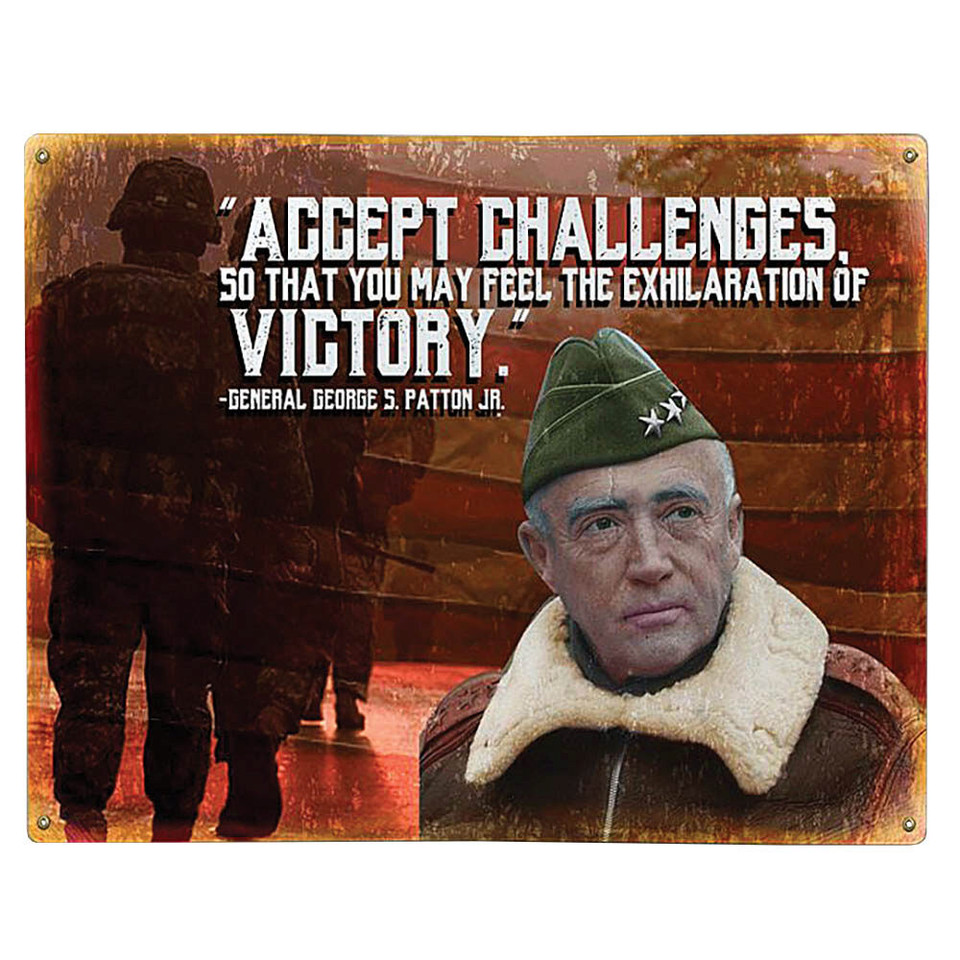 Patton "Accept Challenges" Metal Sign         LS423 Main Image