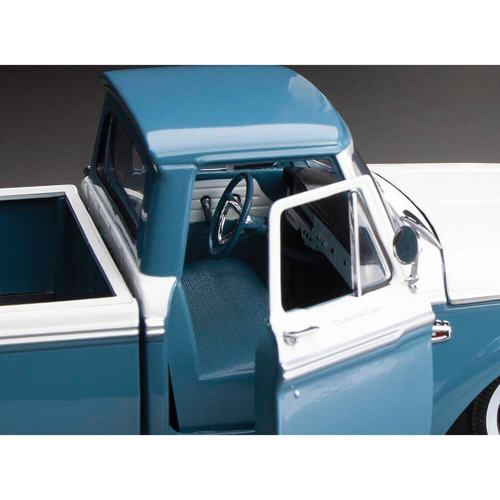 Modèle réduit Ford F-100 Custom Cab Pickup, Bleu/blanc, 1965 1/18