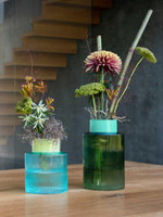 Remember Glass Groove Vase - Blue 