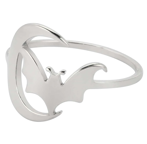 BAT AND CRESCENT MOON RING