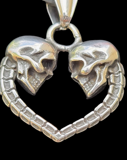 DOUBLE  BONES HEART PENDANT