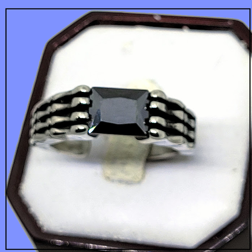 BIKER JET STONE RING SZ 14