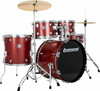 Ludwig Accent 5-piece Complete Drum Set with 22 inch Bass Drum and Wuhan Cymbals - Red Sparkle