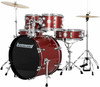 Ludwig Accent 5-piece Complete Drum Set with 22 inch Bass Drum and Wuhan Cymbals - Red Sparkle