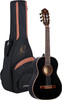 Ortega Guitars 6 String Family Series 3/4 Size Nylon Classical Guitar w/Bag, Right, Spruce Top-Black-Gloss, (R221BK-3/4)