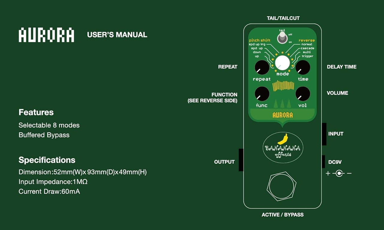 Bananana Effects Pitch Shift Delay Pedal (AURORA) - Pineville Music