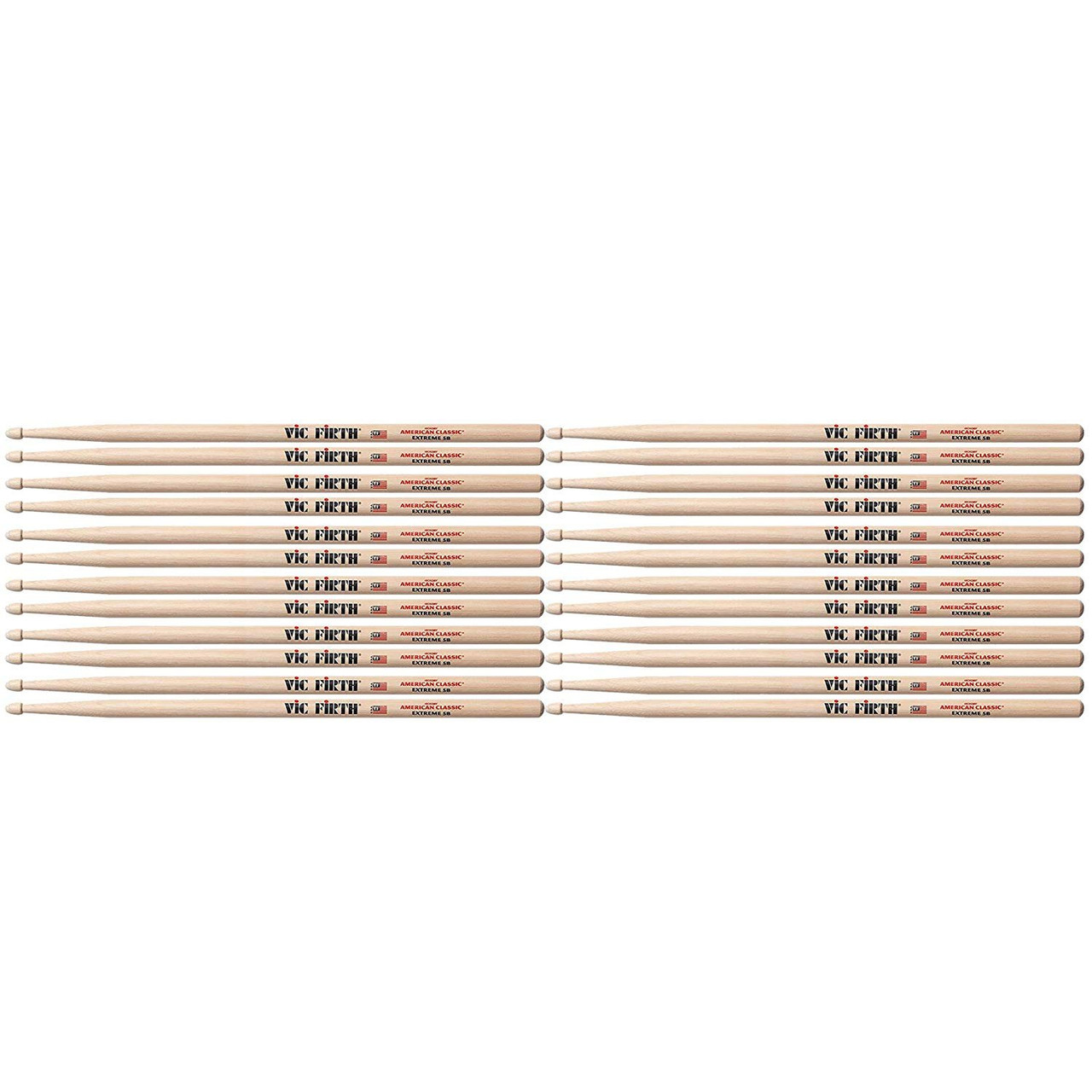 Vic Firth X5B Extreme 5B Wood Tip Drum Sticks (12 Pair Bundle