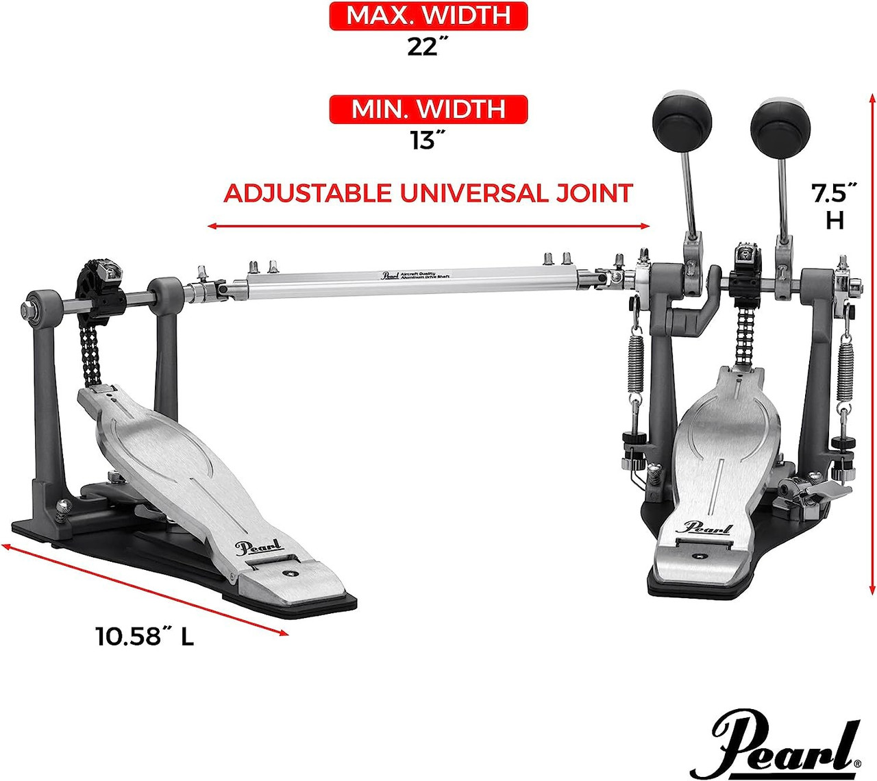 Pearl Eliminator Solo: Black Cam Double Bass Drum Kick Pedal (P1032)