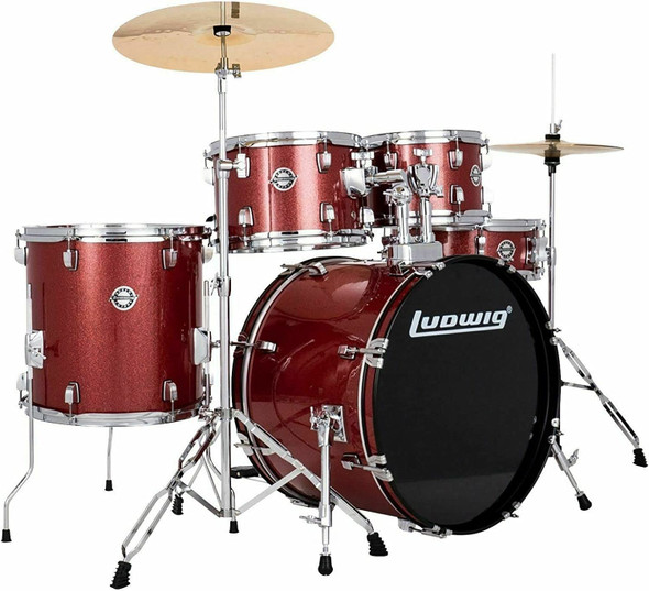 Ludwig Accent Drive Red Sparkle 5-Piece Drum Set with Hardware and Cymbals