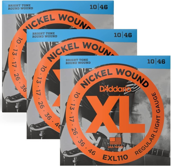 D'Addario EXL110 Nickel Wound Electric Guitar Strings, Light Gauge (3-Pack)