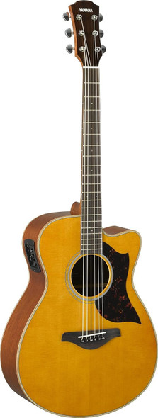 Yamaha 6 String Small Body Acoustic-Electric Guitar, Mahogany, Concert Cutaway - Vintage Natural (AC1M VN)