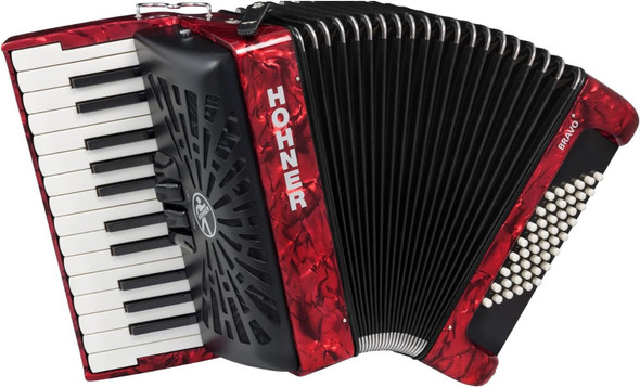 Hohner Bravo II 48 Chromatic Piano Key Accordion - Red (BR48RED)