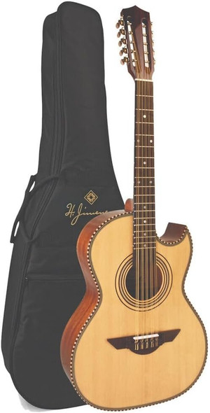 H. Jimenez El Esta'ndar Solid Spruce Top Bajo Quinto with Padded Gig Bag - Natural (LBQ1)