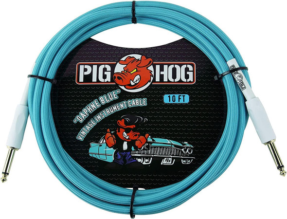 Pig Hog 1/4" Daphne Blue Guitar Instrument Cable - 10 Feet (PCH10DB)