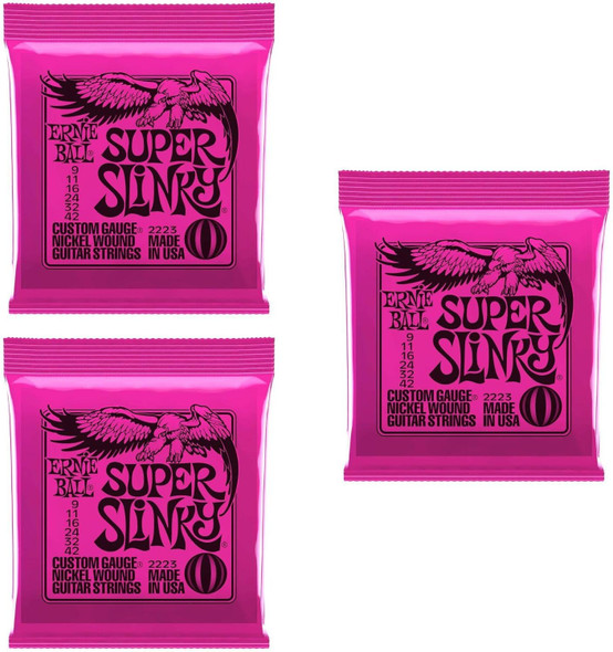 Ernie Ball Super Slinky Electric Guitar Strings 9-42 - Pack of 3 Sets (P02223)