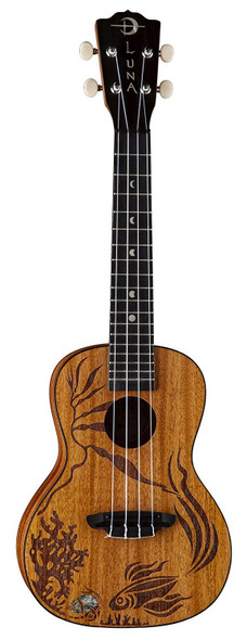 Luna UKECORAL Coral Ukulele All Solid Mahogany with Gig Bag, Satin