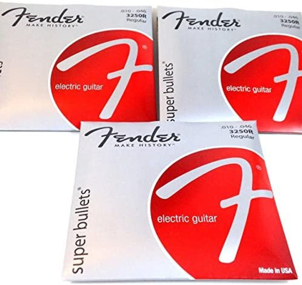 Fender Super Bullets Nickel Steel 10-46 Regular Electric Guitar Strings - 3 Sets (073-3250-406)