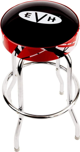Eddie Van Halen EVH 30 Inch Chrome Barstool with Striped Padded Seat