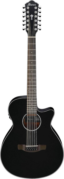 Ibanez Black AEG Series Single-Cutaway 12-String Acoustic-Electric Guitar (AEG5012)