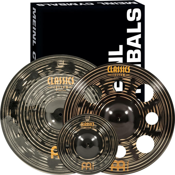 Meinl Cymbals 2 Classics Custom Dark Effects Pack / 3-pc Box Set for Drums, 10/16/18-inch, Made in Germany (CCD-FX2)