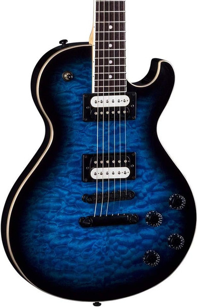 Dean Guitars 6 String Thoroughbred X Quilt Maple Electric Guitar, Trans Blue Burst, Right, (TBX QM TBB)