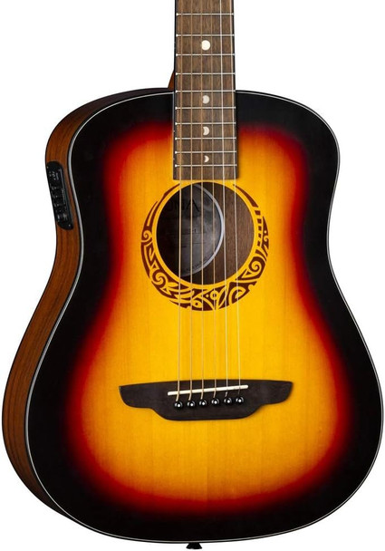 Luna Guitars Safari Tribal 6-String Acoustic/Electric Guitar, Tobacco Sunburst Satin (SAFTRIBAL E TSB)