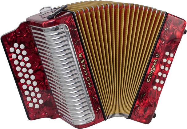 Hohner Corona II Classic Accordion in GCF - Pearl Red (3523GR)