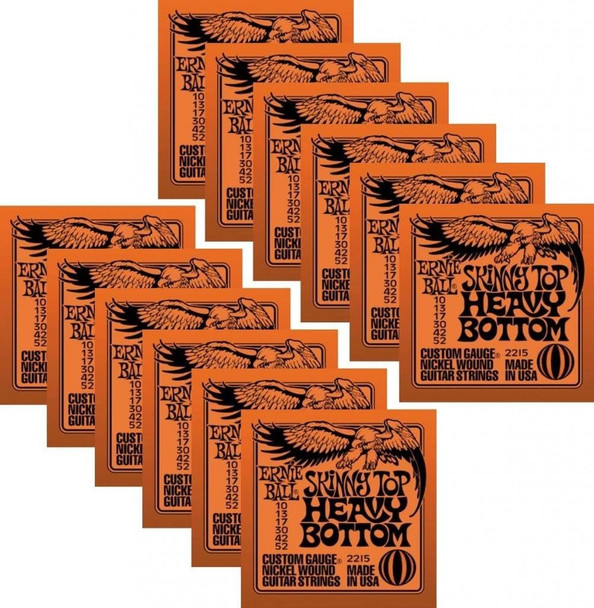 Ernie Ball 10-52 Skinny Top Heavy Bottom Nickel Wound Electric Guitar Strings - 12 Sets (P02215)