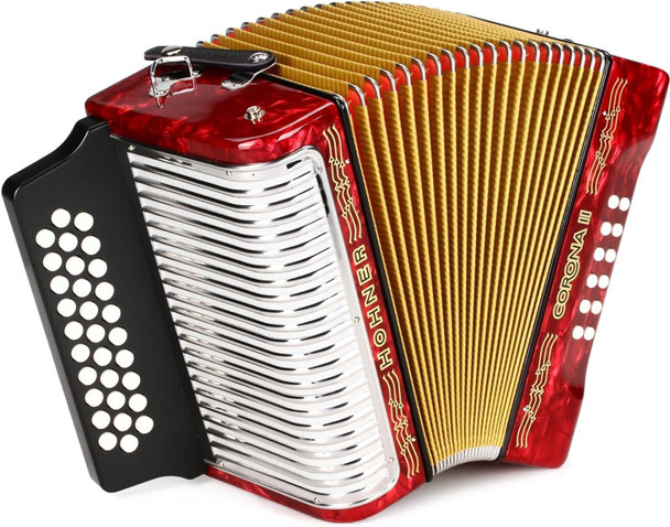 Hohner Corona II Diatonic Accordion in GCF -  Pearl Red (3500GR)