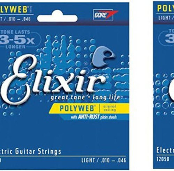 Elixir Regular Light Polyweb Electric Guitar Strings 10-46 - 3 Sets (12050)